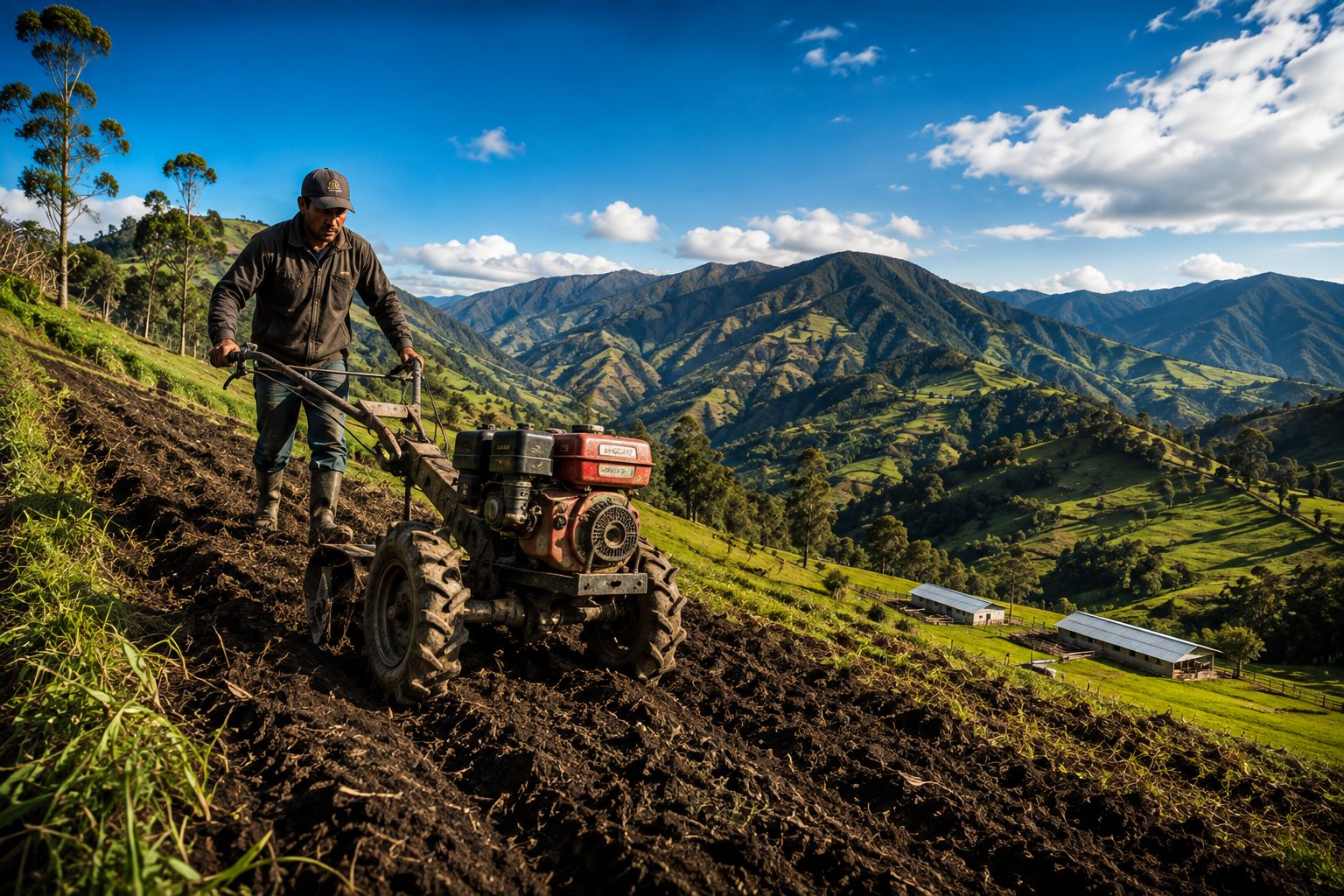 Trabajo diario en las laderas de Ganadería La Montaña